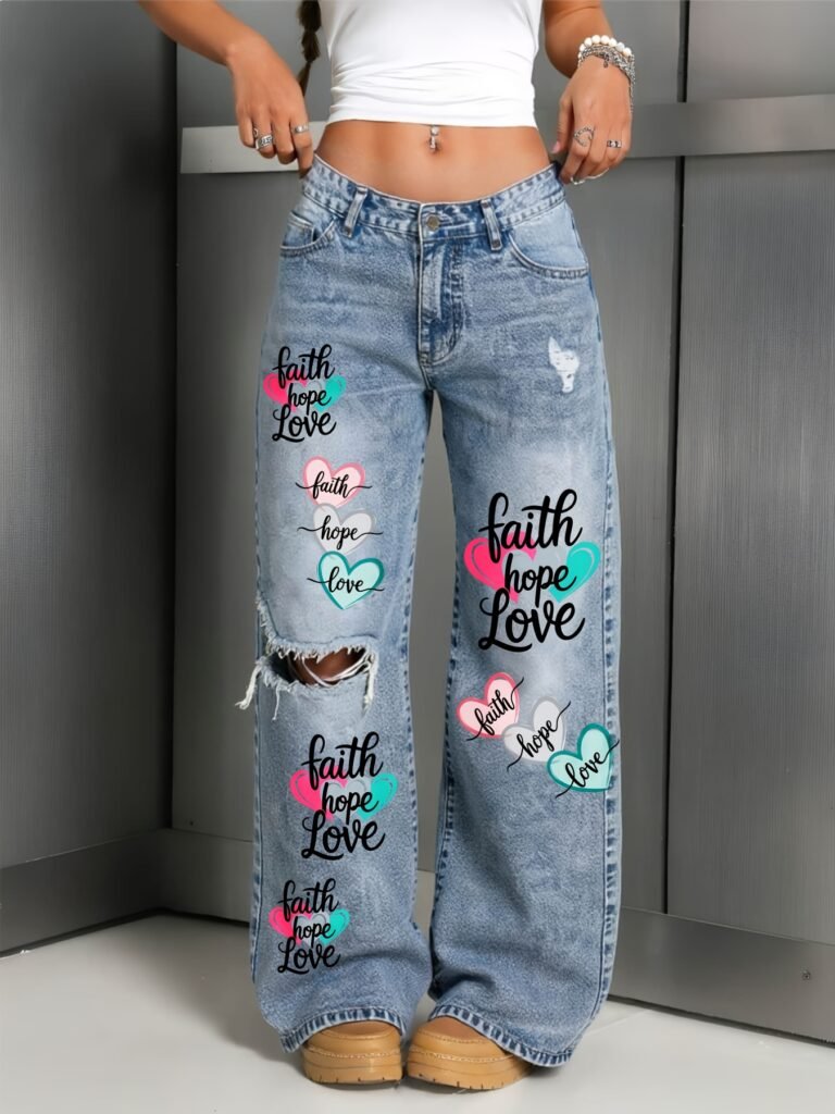 NOVA Faith Hope Love Wide-Leg Jeans