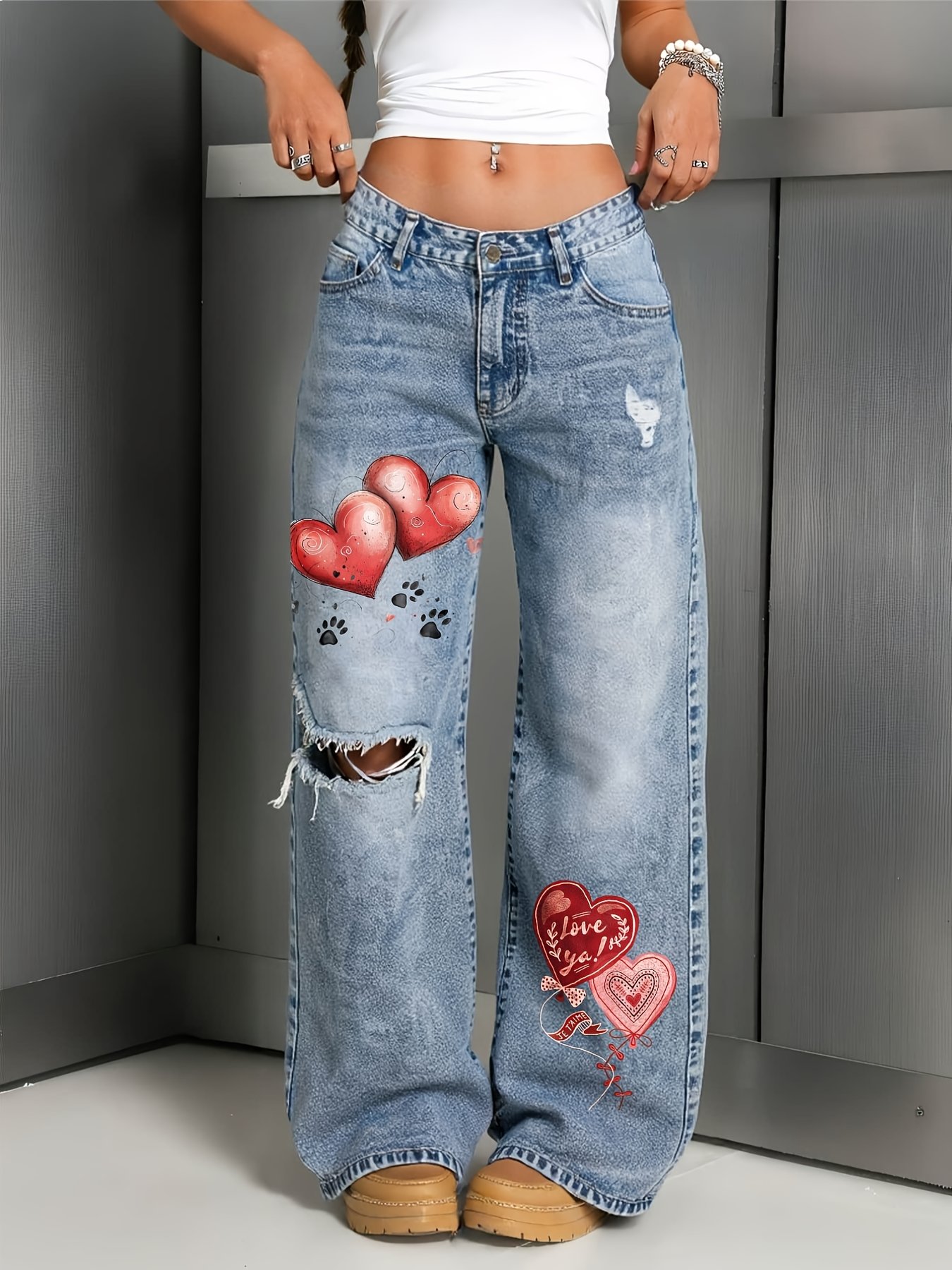 NOVA Love & Paw Wide-Leg Jeans