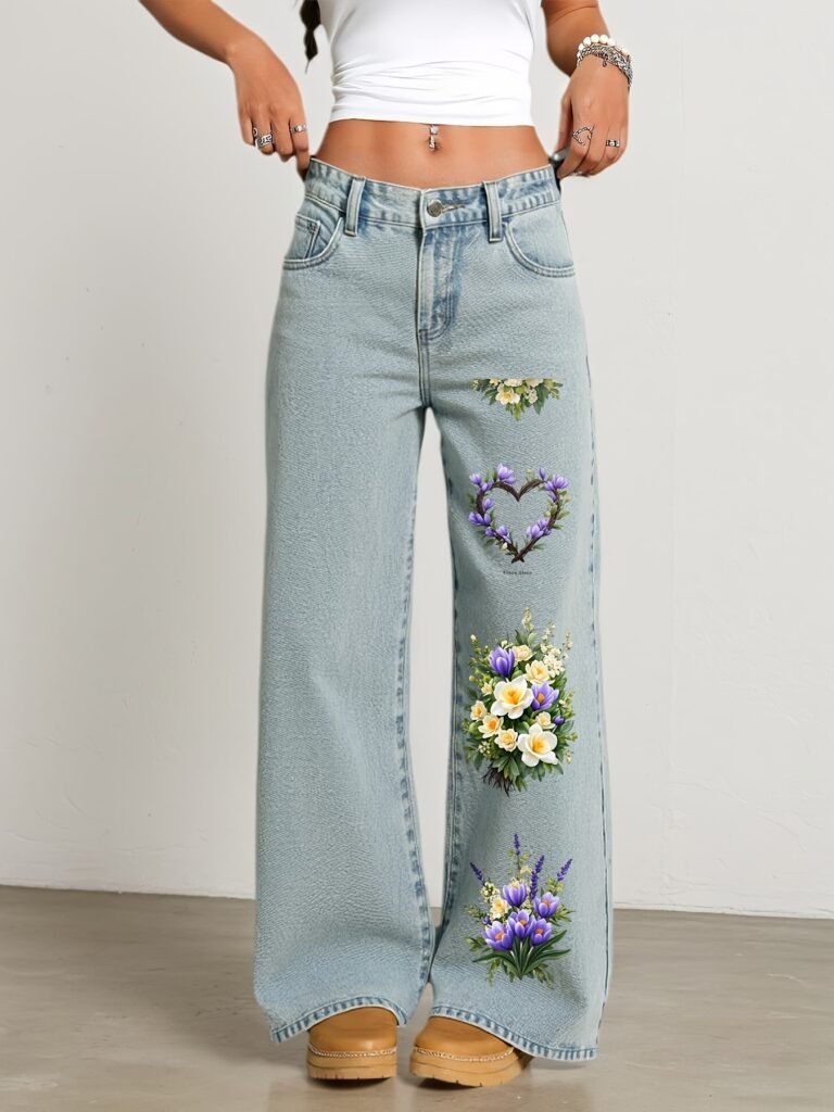 NOVA Garden Heart Wide-Leg Jeans
